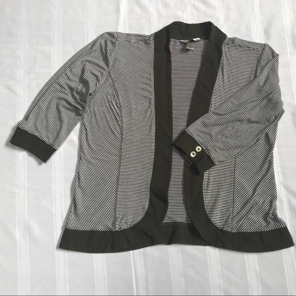 Christopher & Banks Olive Striped Cardigan Sz XL